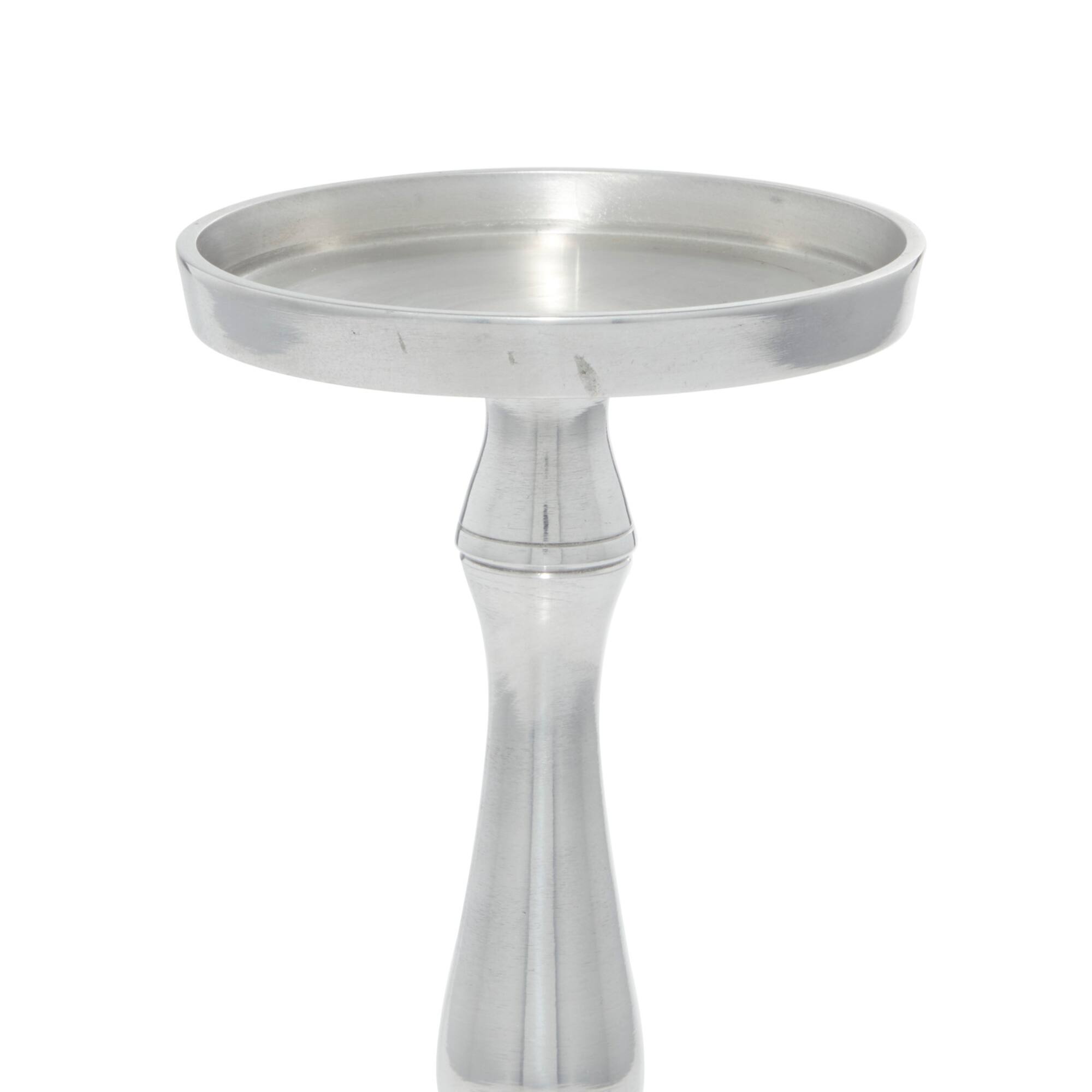 Silver Aluminum Traditional Candle Holder Set